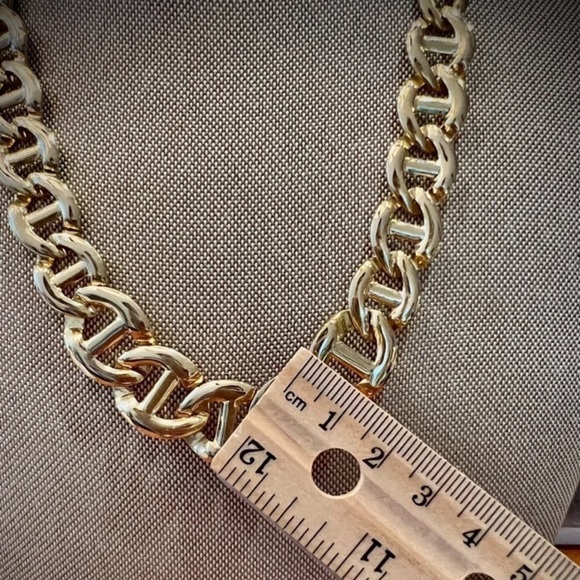 Vintage Mariner Link Chain Necklace. Chunky Statement Necklace Graduated links - Picture 2 of 15